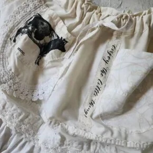 FINAL💛Boho Ruffle Maxi Skirt Patchwork Upcycled Antique Lace Magnolia Style - Picture 9 of 14